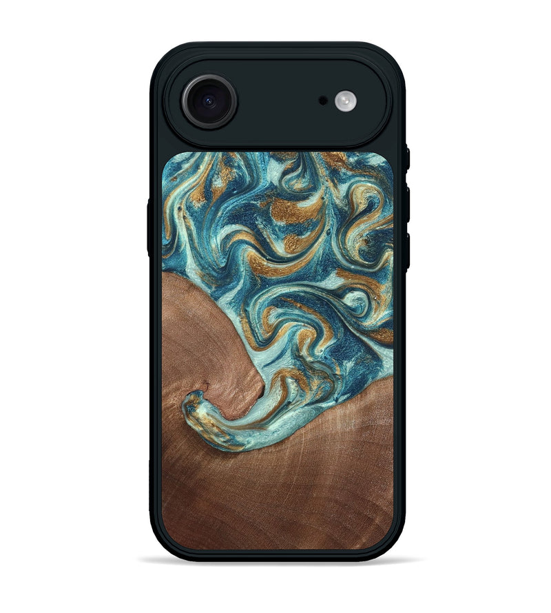 iPhone 17 Air Wood Phone Case - Celine (Teal & Gold, 820571)