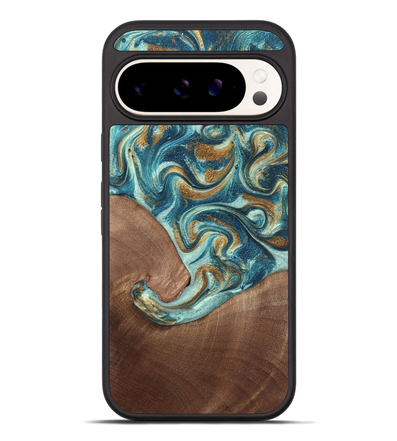 Pixel 10 Pro XL Wood Phone Case - Celine (Teal & Gold, 820571)