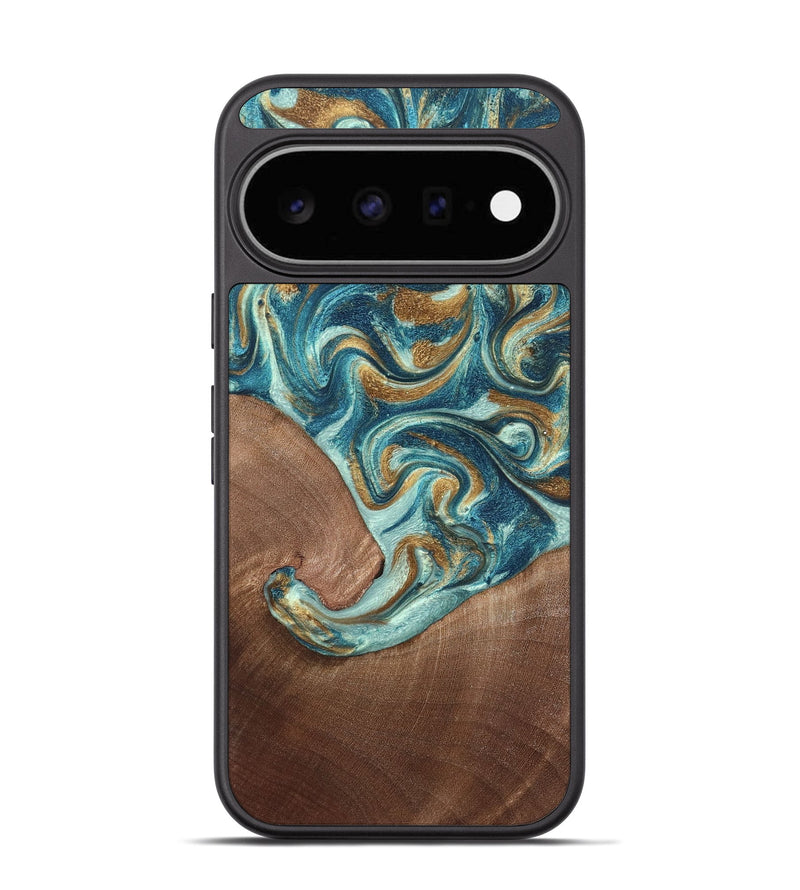 Pixel 11 Wood Phone Case - Celine (Teal & Gold, 820571)