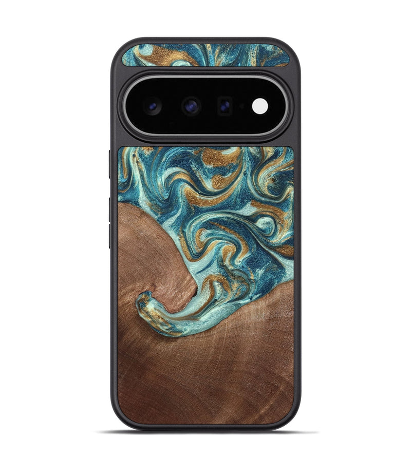 Pixel 11 Pro Wood Phone Case - Celine (Teal & Gold, 820571)