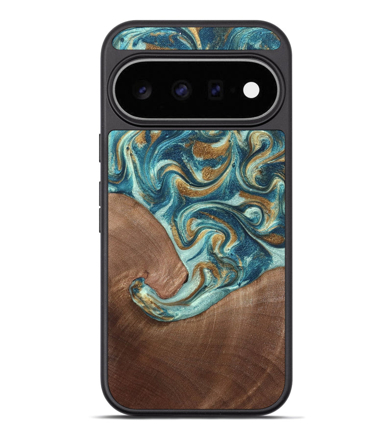 Pixel 11 Pro XL Wood Phone Case - Celine (Teal & Gold, 820571)