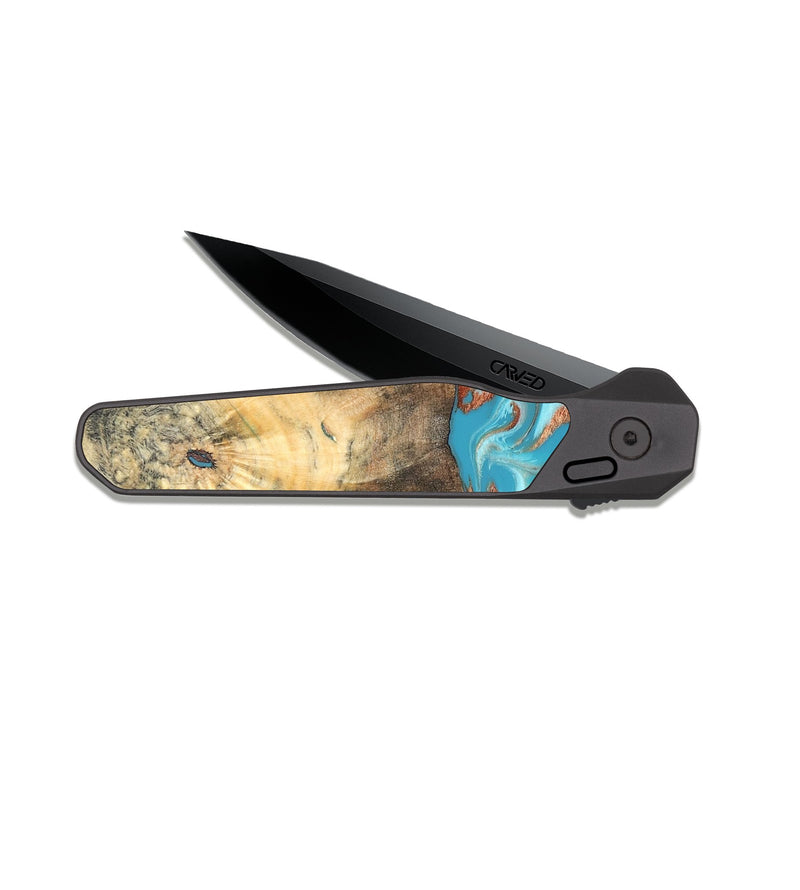 EDC Dark Slate Wood Pocket Knife - Margo (Teal & Gold, 820573)