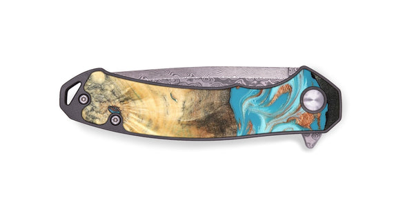 EDC Wood Pocket Knife - Margo (Teal & Gold, 820573)