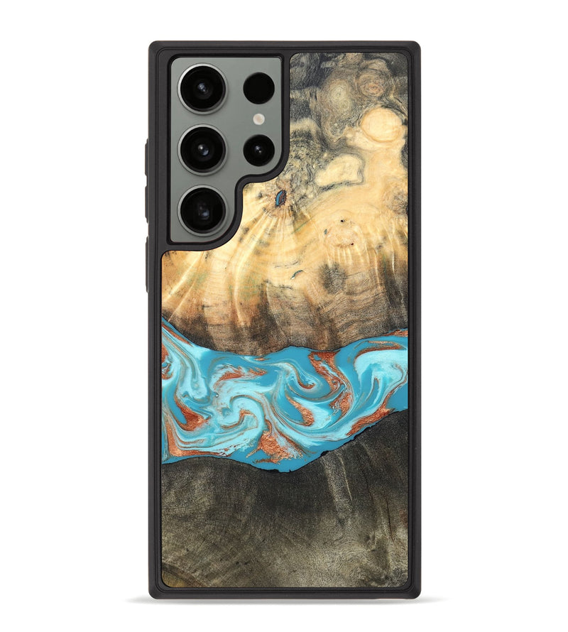 Galaxy S23 Ultra Wood Phone Case - Margo (Teal & Gold, 820573)