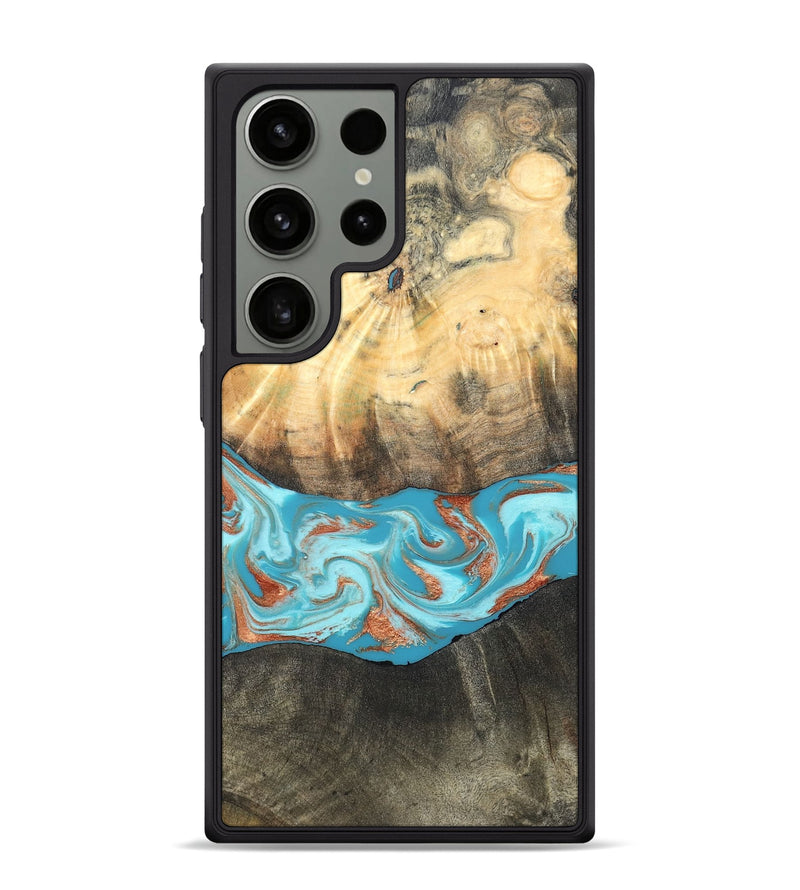 Galaxy S24 Ultra Wood Phone Case - Margo (Teal & Gold, 820573)