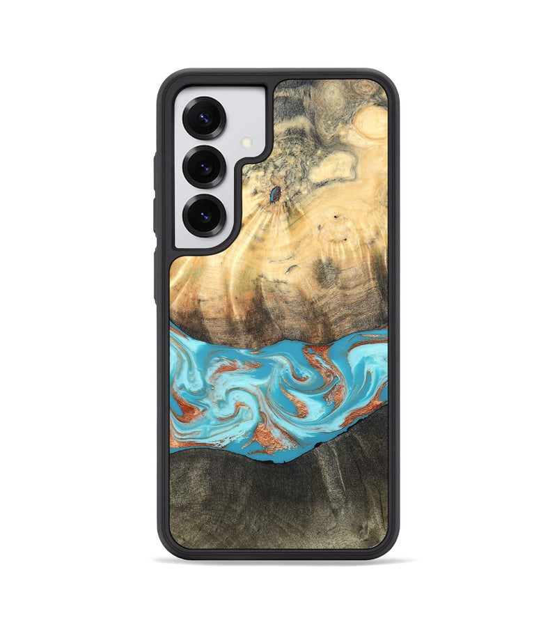 Galaxy S25 Wood Phone Case - Margo (Teal & Gold, 820573)