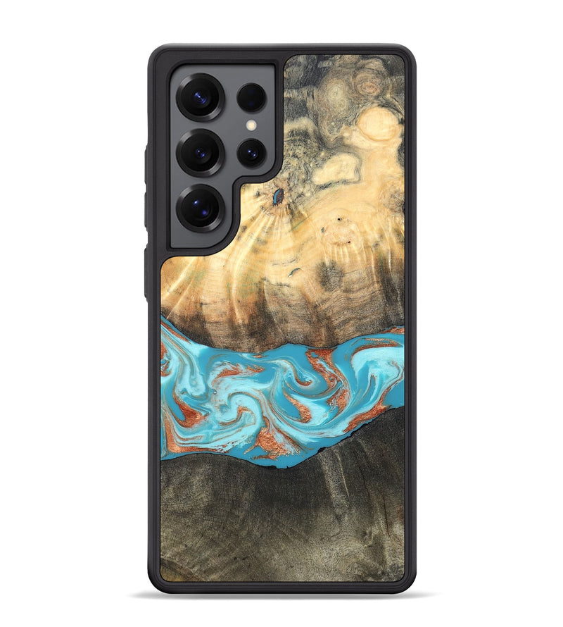 Galaxy S25 Ultra Wood Phone Case - Margo (Teal & Gold, 820573)