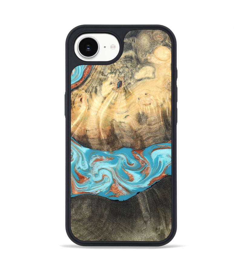 iPhone 16e Wood Phone Case - Margo (Teal & Gold, 820573)
