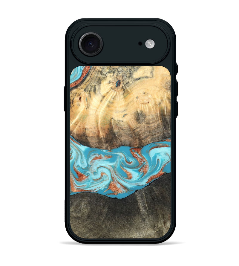 iPhone 17 Air Wood Phone Case - Margo (Teal & Gold, 820573)
