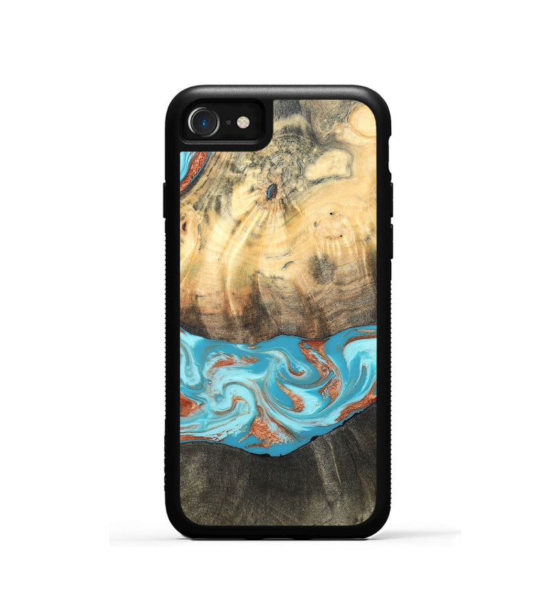 iPhone SE Wood Phone Case - Margo (Teal & Gold, 820573)