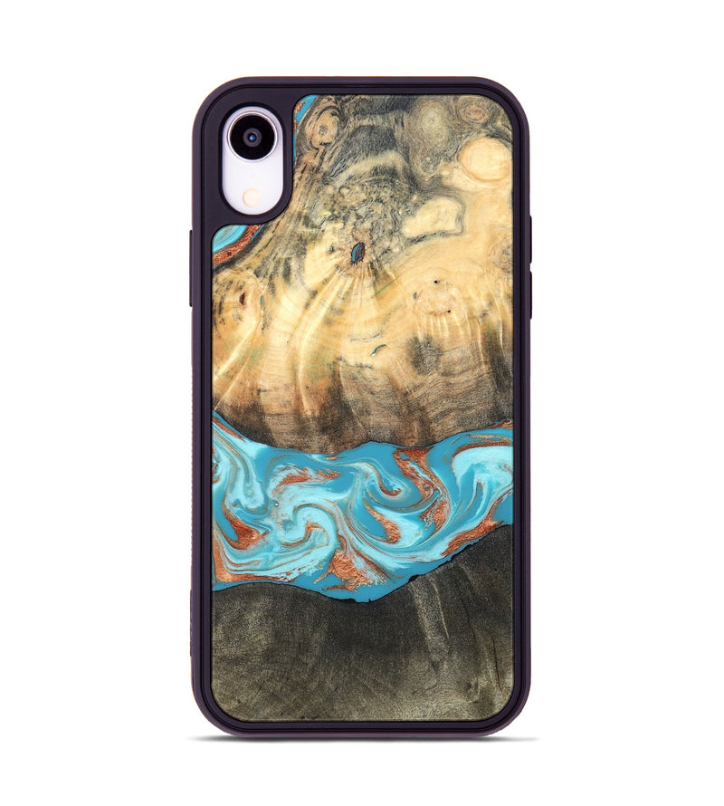 iPhone Xr Wood Phone Case - Margo (Teal & Gold, 820573)
