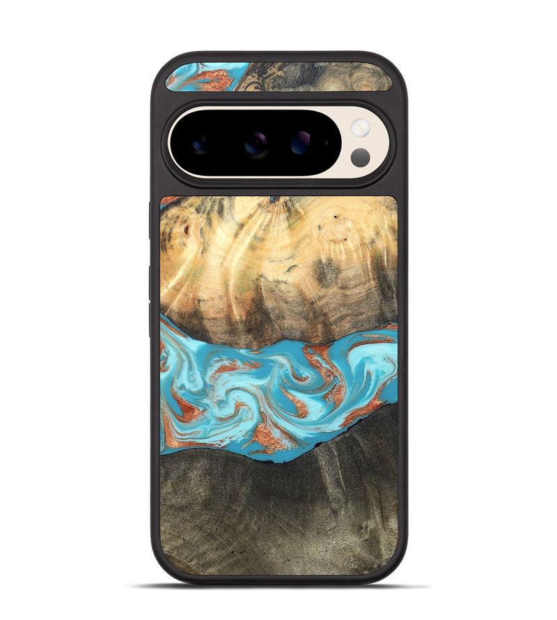Pixel 10 Wood Phone Case - Margo (Teal & Gold, 820573)