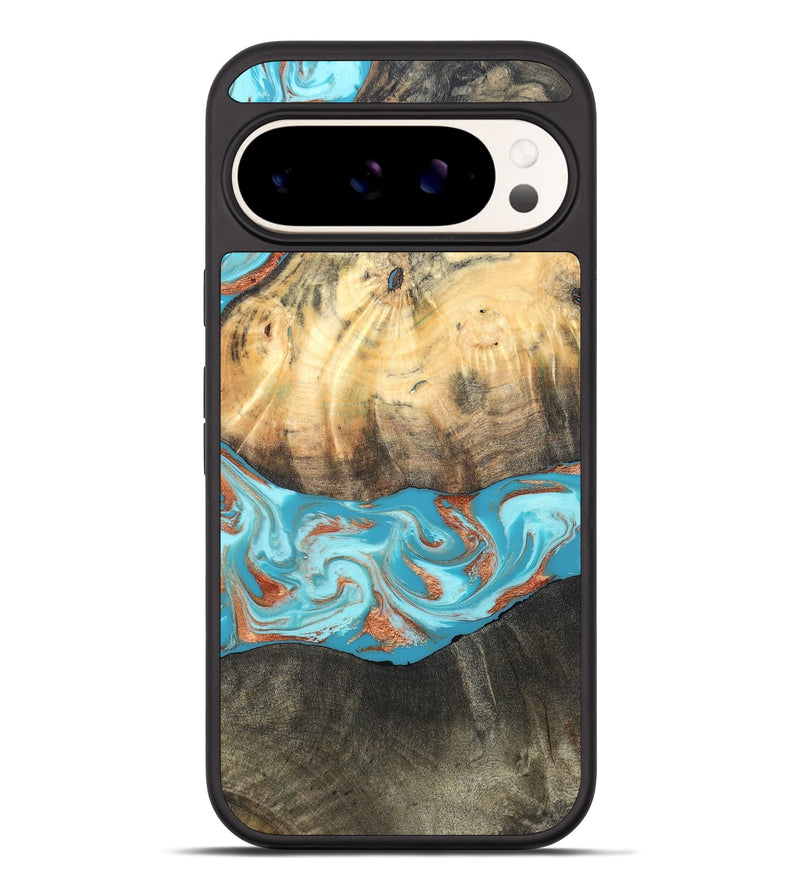 Pixel 10 Pro XL Wood Phone Case - Margo (Teal & Gold, 820573)