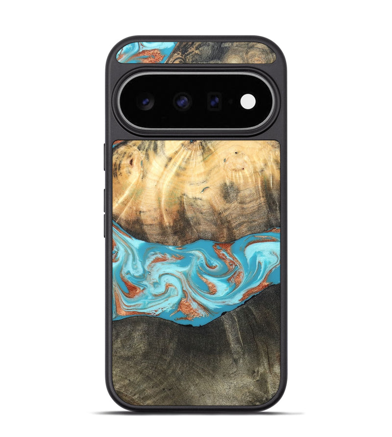 Pixel 11 Pro Wood Phone Case - Margo (Teal & Gold, 820573)