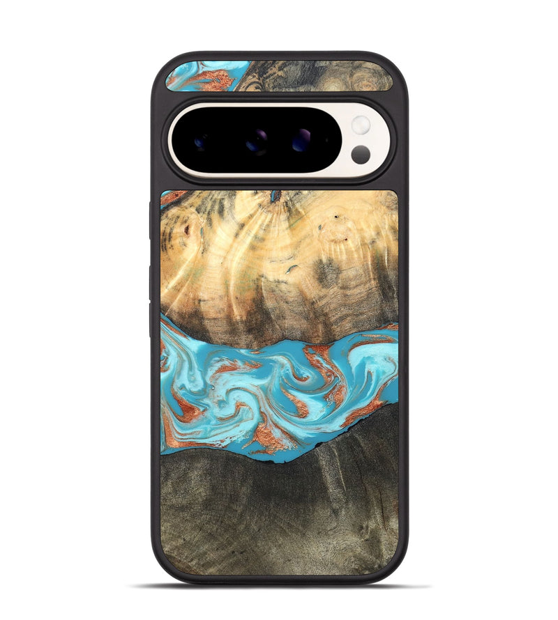 Pixel 9 Pro Wood Phone Case - Margo (Teal & Gold, 820573)