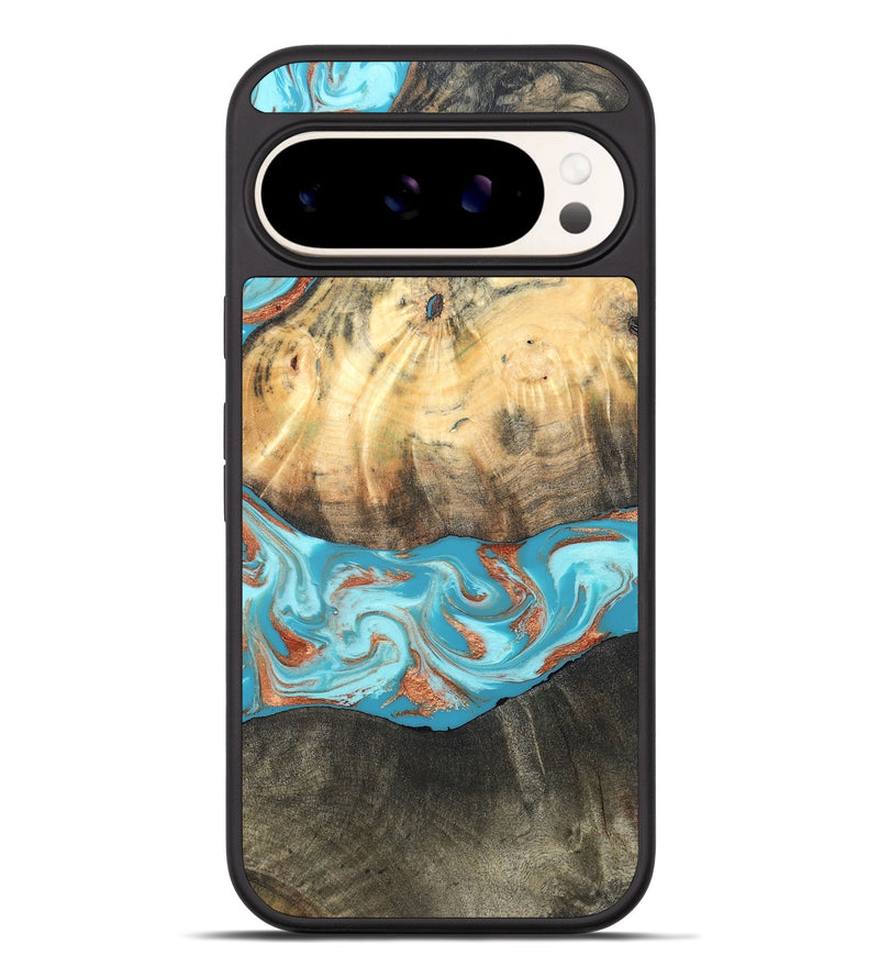 Pixel 9 Pro XL Wood Phone Case - Margo (Teal & Gold, 820573)