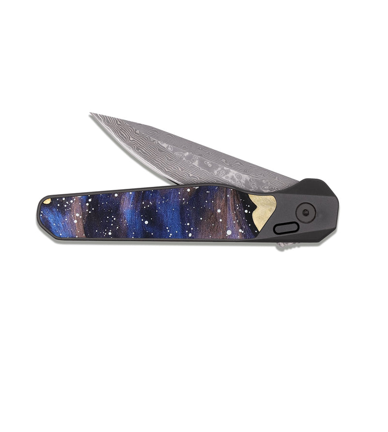 EDC Dark Damascus Wood Pocket Knife - Aron (Cosmos, 820580)
