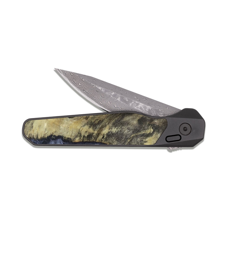 EDC Dark Damascus Wood Pocket Knife - Rene (Wood Burl, 820585)