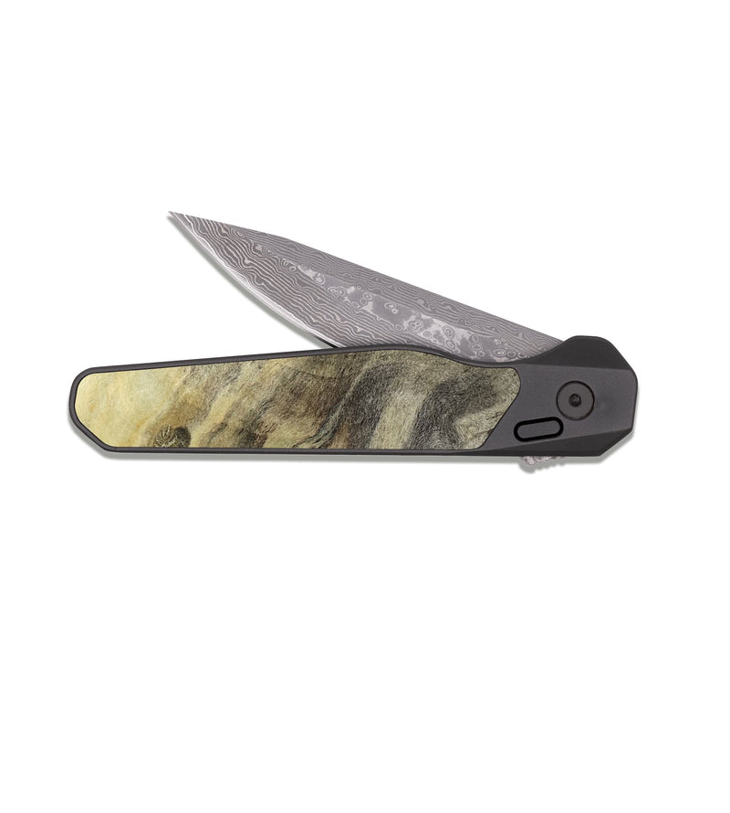 EDC Dark Damascus Wood Pocket Knife - Dorris (Wood Burl, 820586)