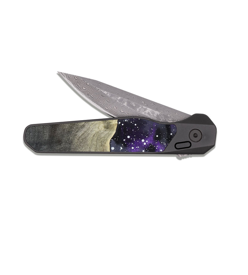 EDC Dark Damascus Wood Pocket Knife - Margie (Cosmos, 820616)