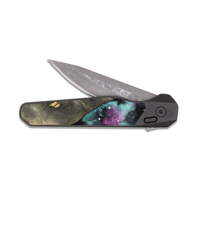 EDC Dark Damascus Wood Pocket Knife - Tracee (Cosmos, 820630)