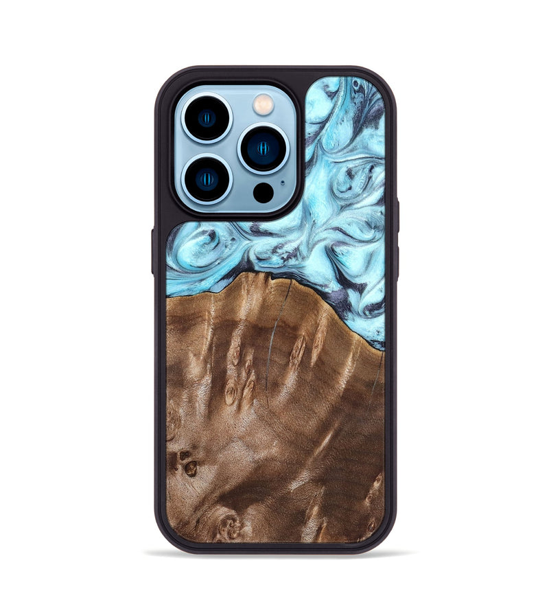 iPhone 14 Pro Wood Phone Case - Jaidyn (Blue, 820636)