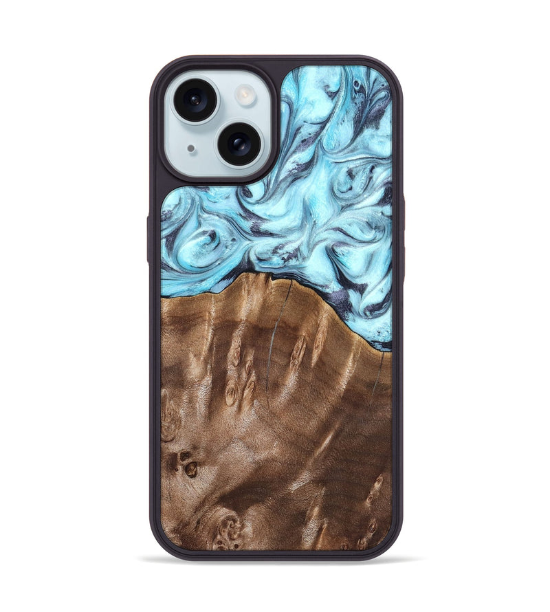 iPhone 15 Wood Phone Case - Jaidyn (Blue, 820636)