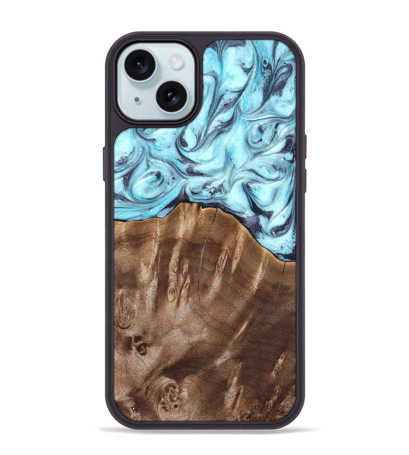 iPhone 15 Plus Wood Phone Case - Jaidyn (Blue, 820636)