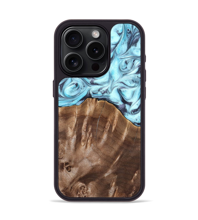 iPhone 15 Pro Wood Phone Case - Jaidyn (Blue, 820636)