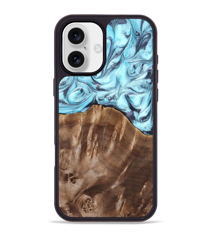 iPhone 16 Plus Wood Phone Case - Jaidyn (Blue, 820636)