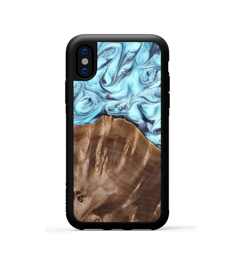 iPhone Xs Wood Phone Case - Jaidyn (Blue, 820636)
