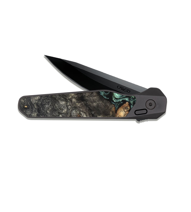 EDC Dark Slate Wood Pocket Knife - Kallie (Green, 820642)