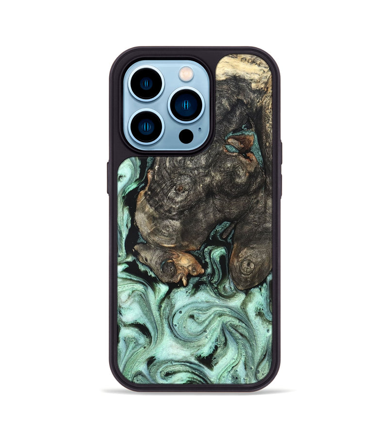 iPhone 14 Pro Wood Phone Case - Kallie (Green, 820642)