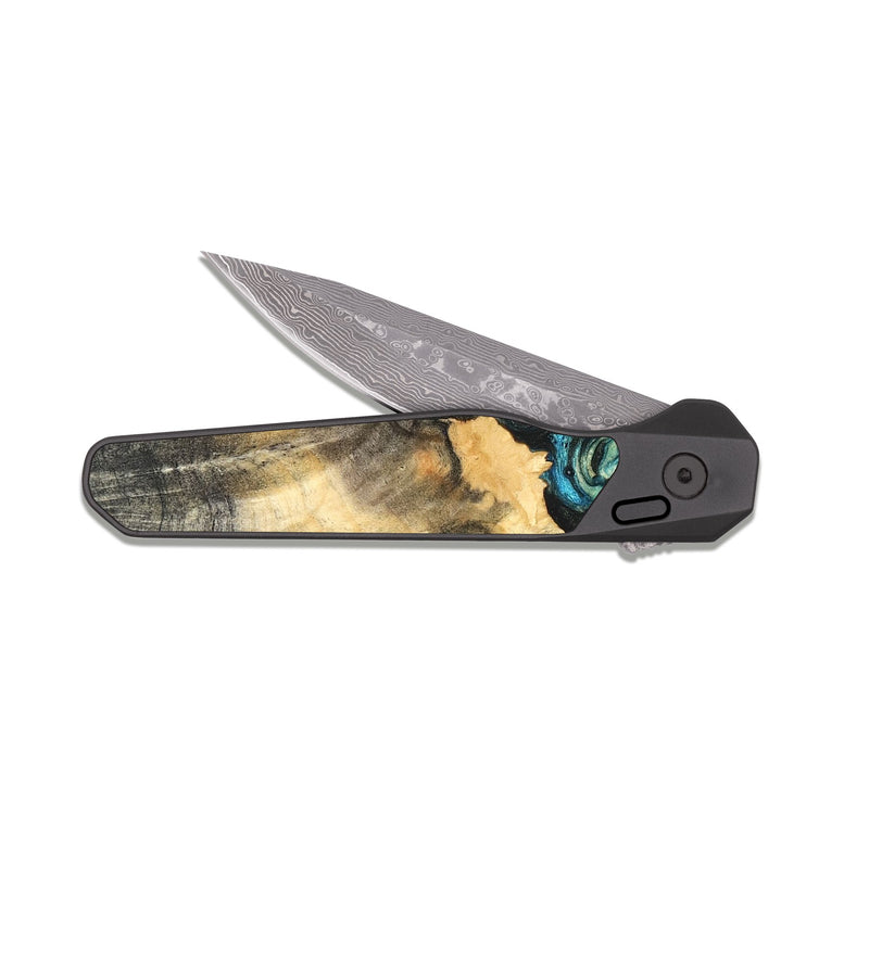 EDC Dark Damascus Wood Pocket Knife - Earl (Green, 820647)