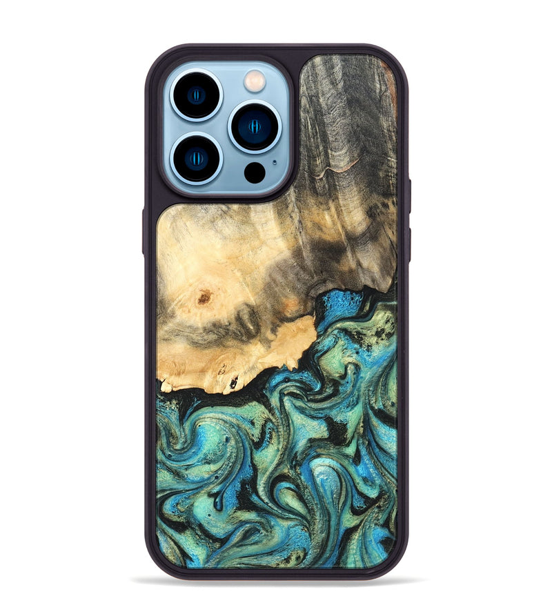 iPhone 14 Pro Max Wood Phone Case - Earl (Green, 820647)