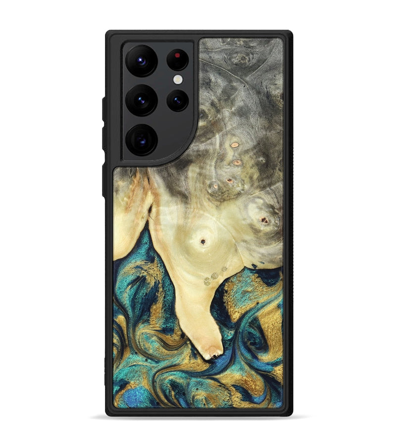 Galaxy S22 Ultra Wood Phone Case - Tawnya (Teal & Gold, 820653)