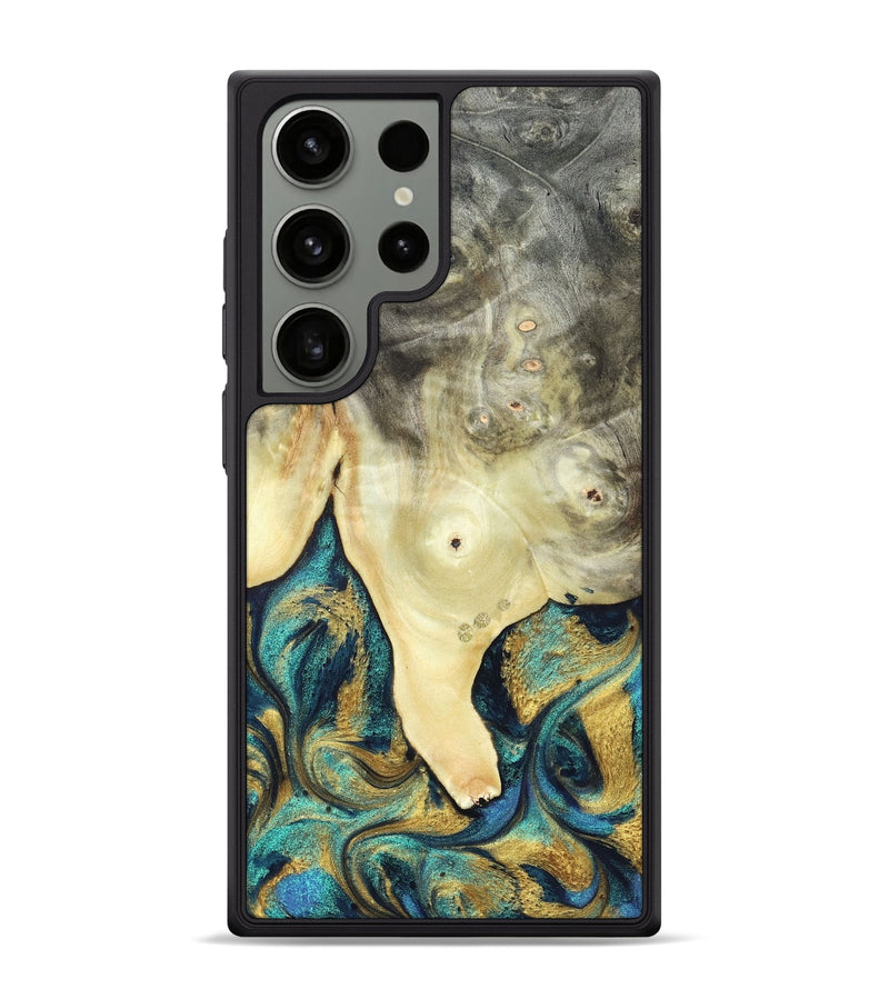 Galaxy S24 Ultra Wood Phone Case - Tawnya (Teal & Gold, 820653)