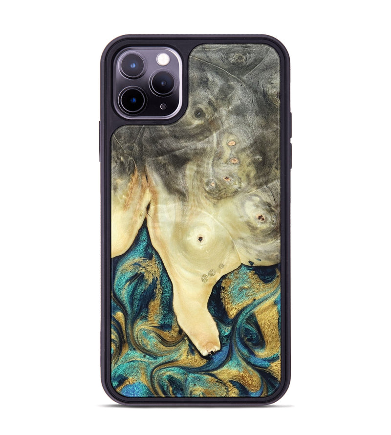 iPhone 11 Pro Max Wood Phone Case - Tawnya (Teal & Gold, 820653)