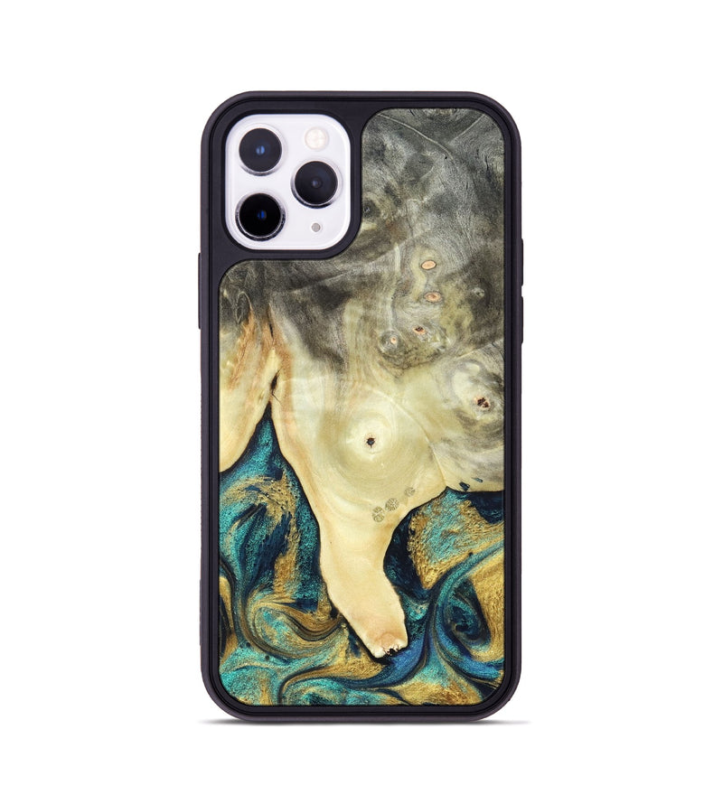 iPhone 11 Pro Wood Phone Case - Tawnya (Teal & Gold, 820653)