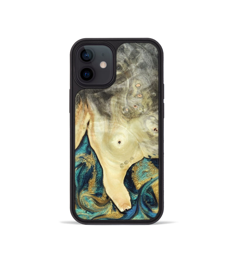 iPhone 12 mini Wood Phone Case - Tawnya (Teal & Gold, 820653)