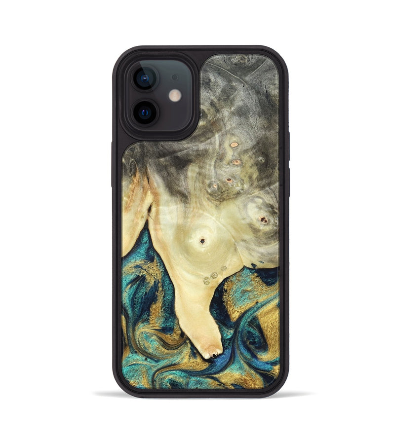iPhone 12 Wood Phone Case - Tawnya (Teal & Gold, 820653)