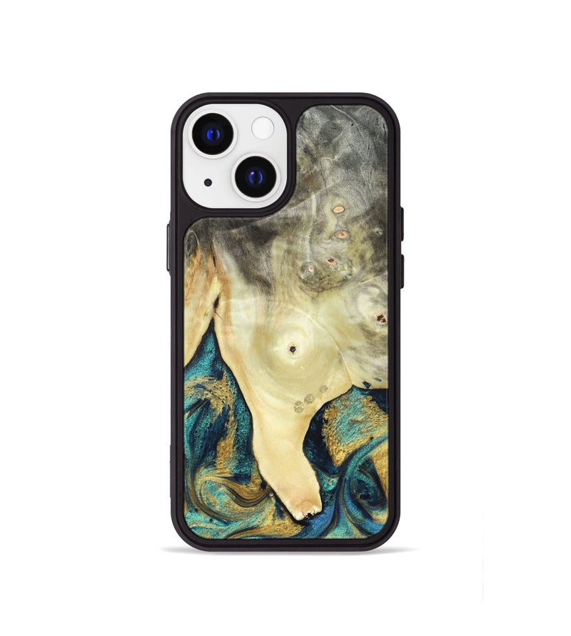 iPhone 13 mini Wood Phone Case - Tawnya (Teal & Gold, 820653)