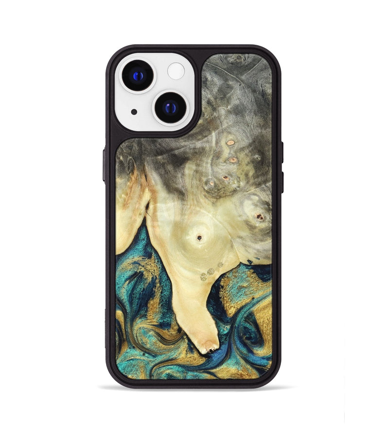 iPhone 13 Wood Phone Case - Tawnya (Teal & Gold, 820653)