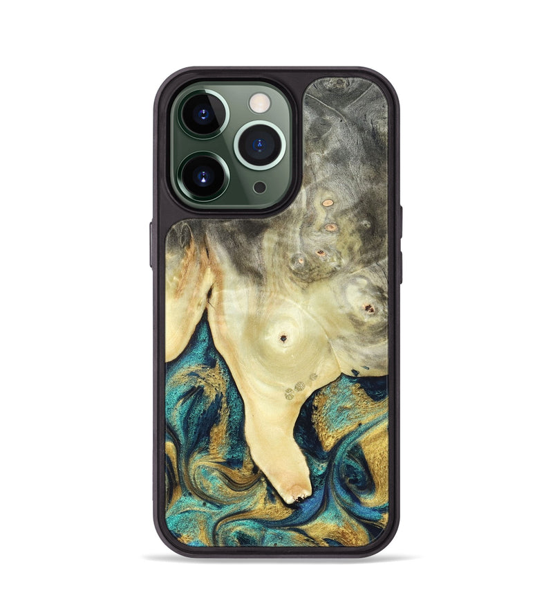 iPhone 13 Pro Wood Phone Case - Tawnya (Teal & Gold, 820653)