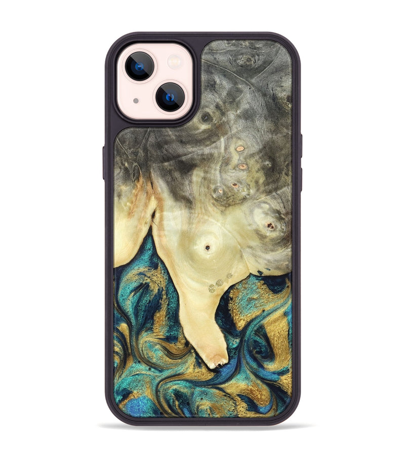 iPhone 14 Plus Wood Phone Case - Tawnya (Teal & Gold, 820653)