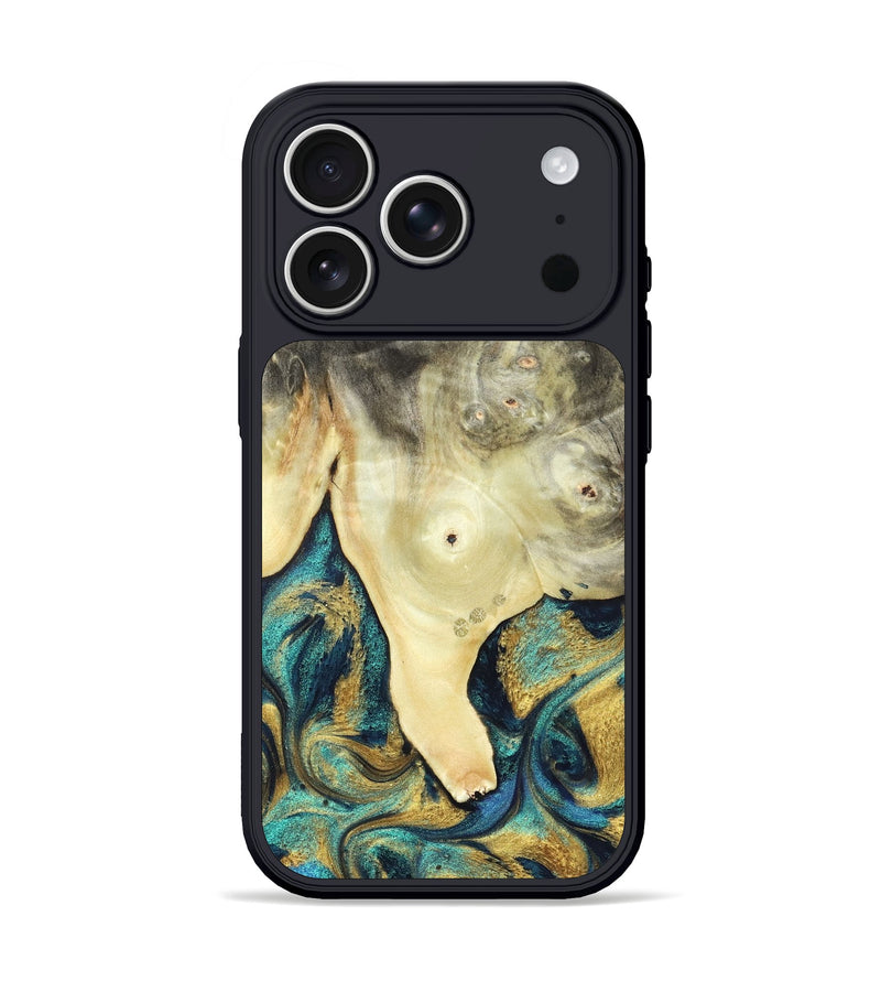 iPhone 17 Pro Wood Phone Case - Tawnya (Teal & Gold, 820653)