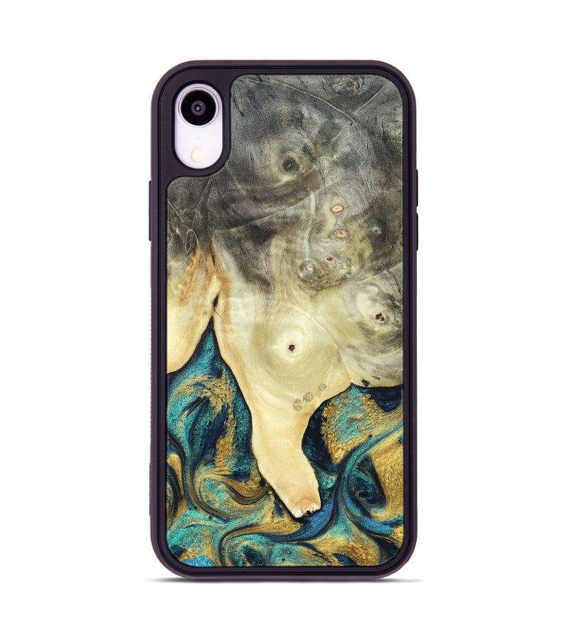 iPhone Xr Wood Phone Case - Tawnya (Teal & Gold, 820653)
