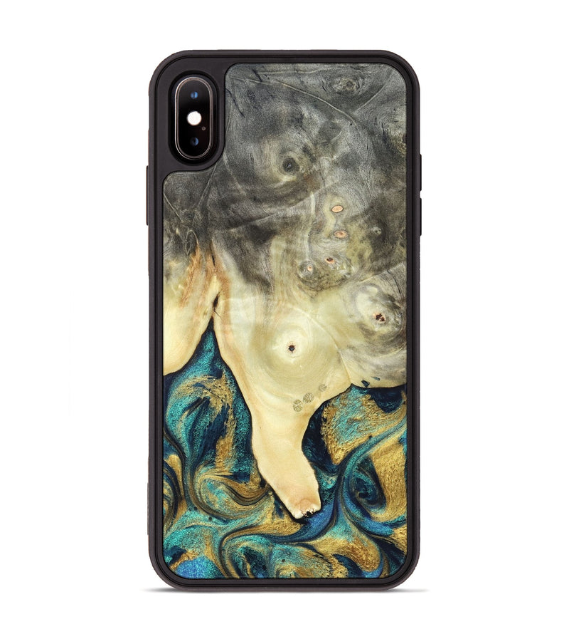 iPhone Xs Max Wood Phone Case - Tawnya (Teal & Gold, 820653)