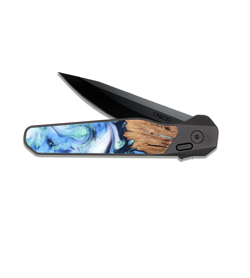 EDC Dark Slate Wood Pocket Knife - Jonna (Blue, 820665)