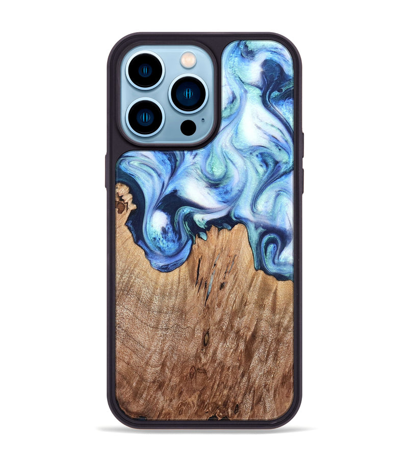 iPhone 14 Pro Max Wood Phone Case - Jonna (Blue, 820665)